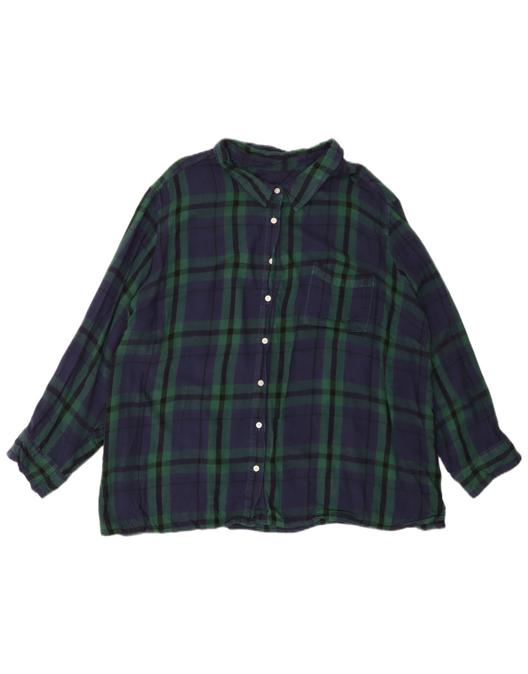 TOMMY HILFIGER Womens Flannel Shirt UK 22 3XL Green Plaid Rayon