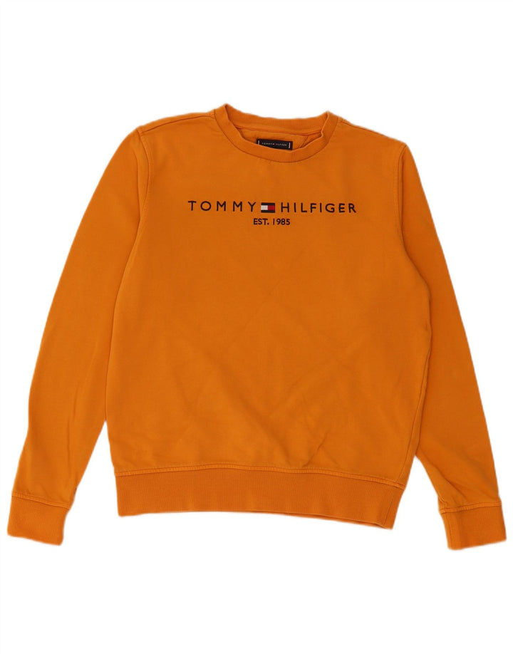TOMMY HILFIGER Boys Graphic Sweatshirt Jumper 13-14 Years Yellow Cotton