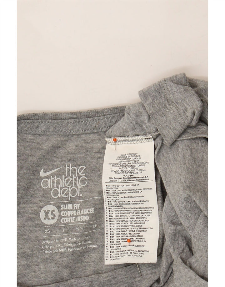 NIKE Womens Slim Fit Graphic T-Shirt Top UK 4 XS Grey Cotton Vintage Nike and Second-Hand Nike from Messina Hembry 