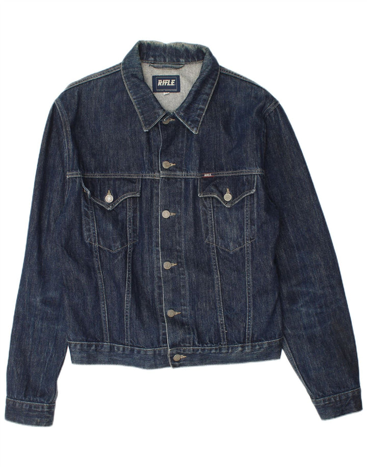 RIFLE Womens Denim Jacket UK 18 XL Navy Blue Cotton