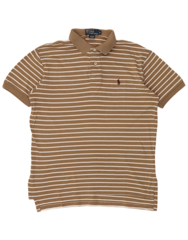 Polo Ralph Lauren Mens Polo Shirt Small Brown Striped Cotton