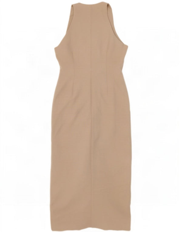Michelle Keegan Womens Sleeveless Maxi Dress UK 12 Medium Beige Polyester