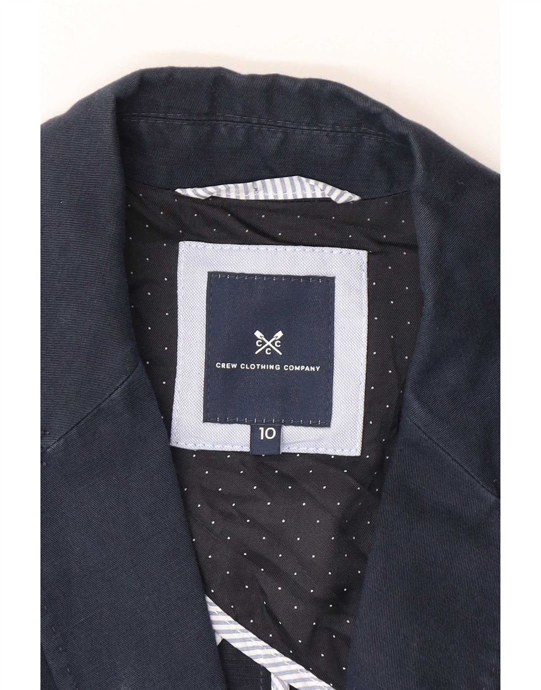 Crew Clothing Womens 2 Button Blazer Jacket UK 10 Small Navy Blue Linen