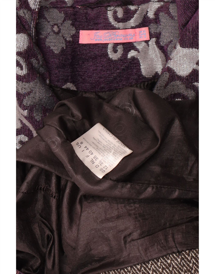 JOE BROWNS Womens Overcoat UK 12 Medium Purple Floral Classic