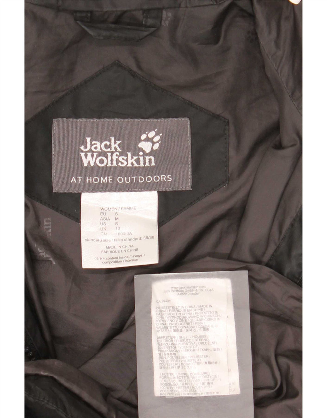 Jack Wolfskin Womens Hooded Padded Coat UK 10 Small Black Polyester