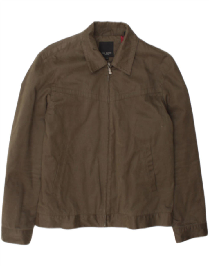 Ted Baker Mens Bomber Jacket Size 3 Medium Khaki Cotton