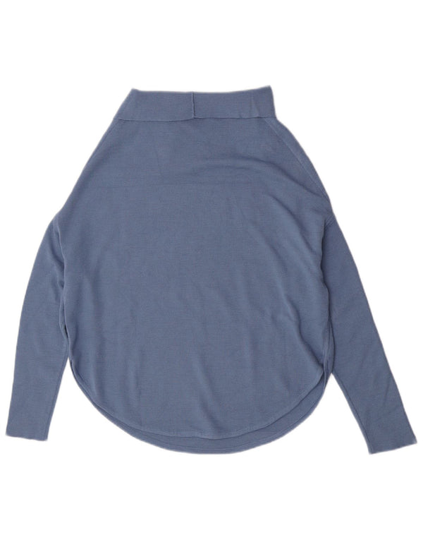 Trussardi Jeans Womens Asymmetric Roll Neck Jumper Sweater UK 6 XS Blue Mod