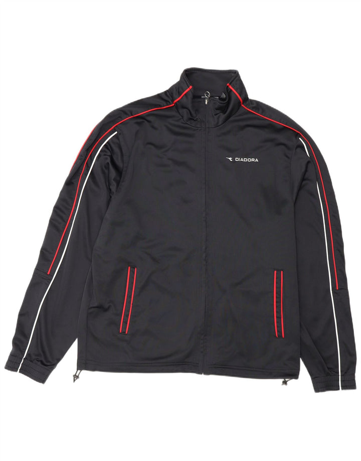 Diadora Mens Tracksuit Top Jacket UK 40 Medium Black Polyester