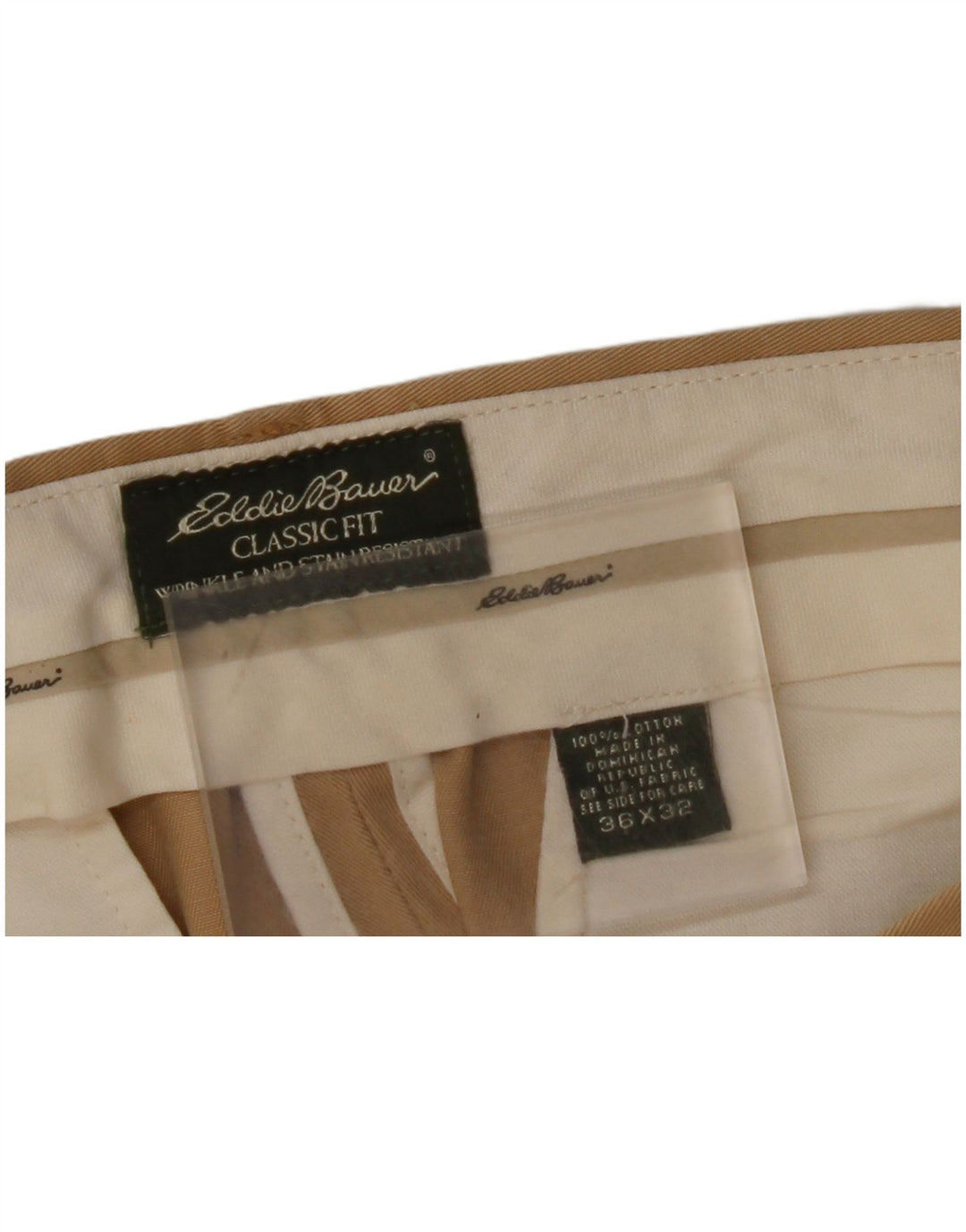 EDDIE BAUER Mens Classic Fit Pegged Chino Trousers W36 L32 Beige Cotton