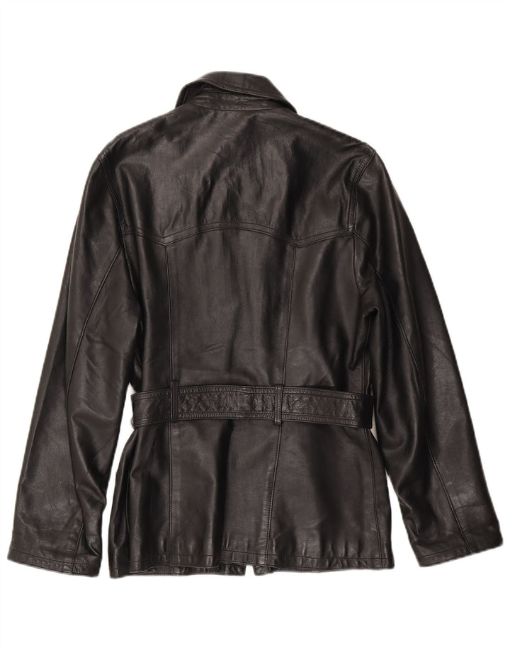 Vintage Womens Leather Jacket IT 44 Medium Black Leather