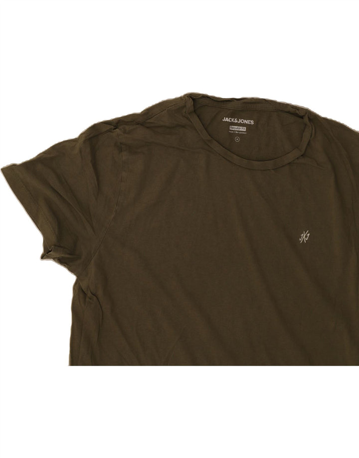 JACK & JONES Mens Regular Fit T-Shirt Top Medium Khaki Cotton Vintage Jack & Jones and Second-Hand Jack & Jones from Messina Hembry 