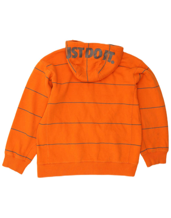 Nike Boys Graphic Zip Hoodie Sweater 12-13 Years Large Orange Striped