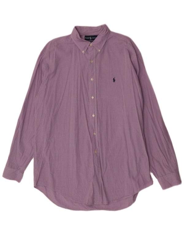 Ralph Lauren Mens Shirt Size 16 1/2 Large Purple Gingham Cotton