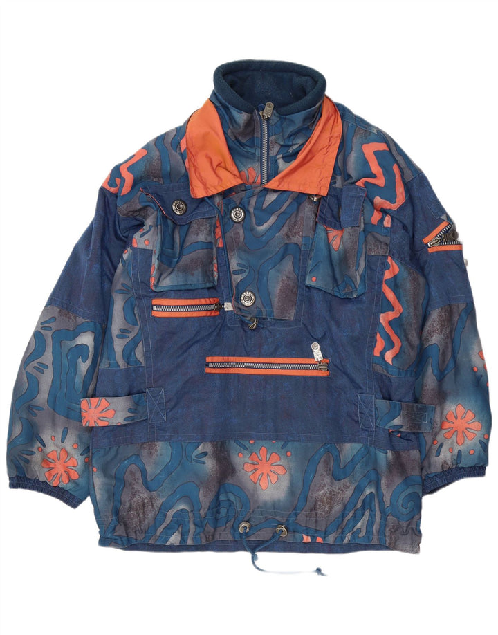 CANYON Mens Pullover Windbreaker Jacket UK 40 Large Blue Geometric