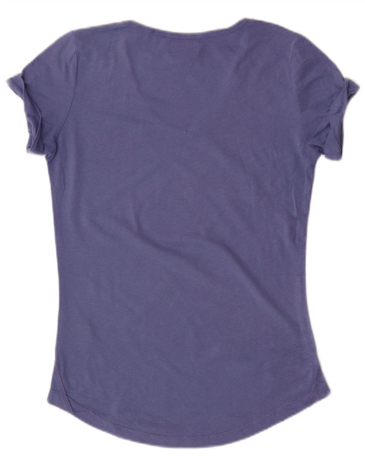 KAPPA Womens Graphic T-Shirt Top UK 12 Medium Blue Cotton