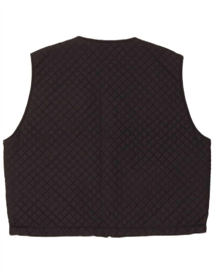 Vintage Womens Oversized Reversible Quilted Gilet UK 12 Medium Black Nylon
