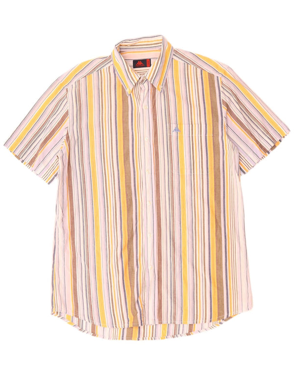KAPPA Mens Short Sleeve Shirt Large Multicoloured Striped Cotton