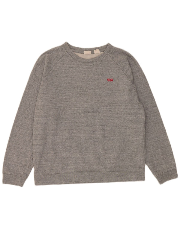 Levi's Womens Sweatshirt Jumper UK 14 Medium Grey Flecked Cotton