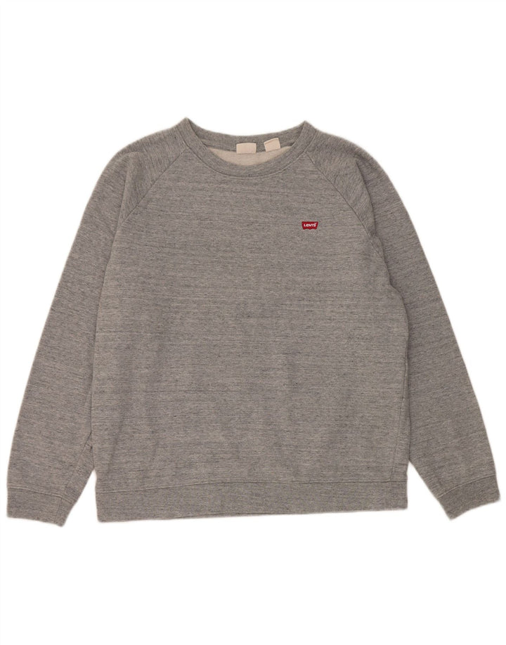 Levi's Womens Sweatshirt Jumper UK 14 Medium Grey Flecked Cotton