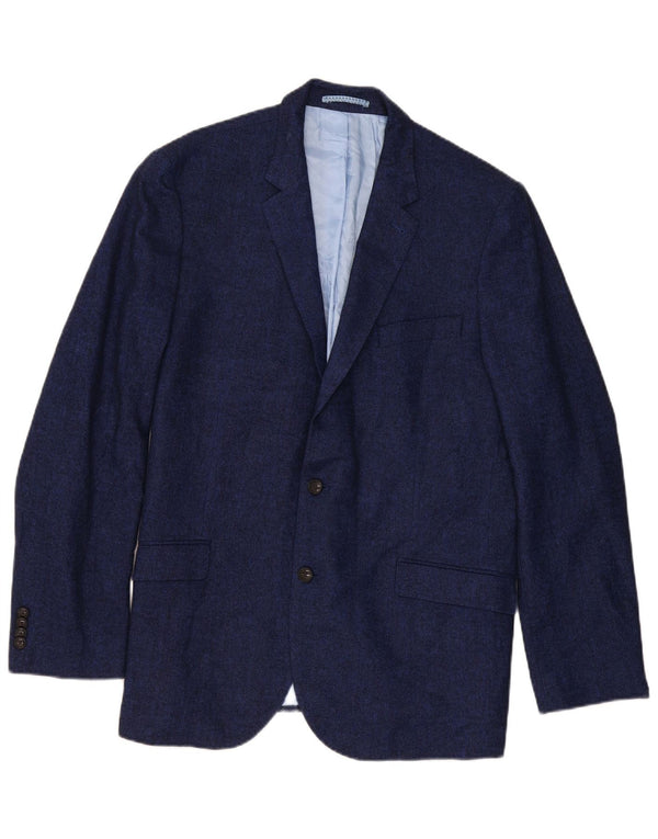 Marks & Spencer Mens 2 Button Blazer Jacket UK 44 XL Navy Blue Herringbone