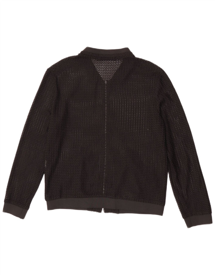 Zara Womens See throught Bomber Jacket UK 14 Medium Black