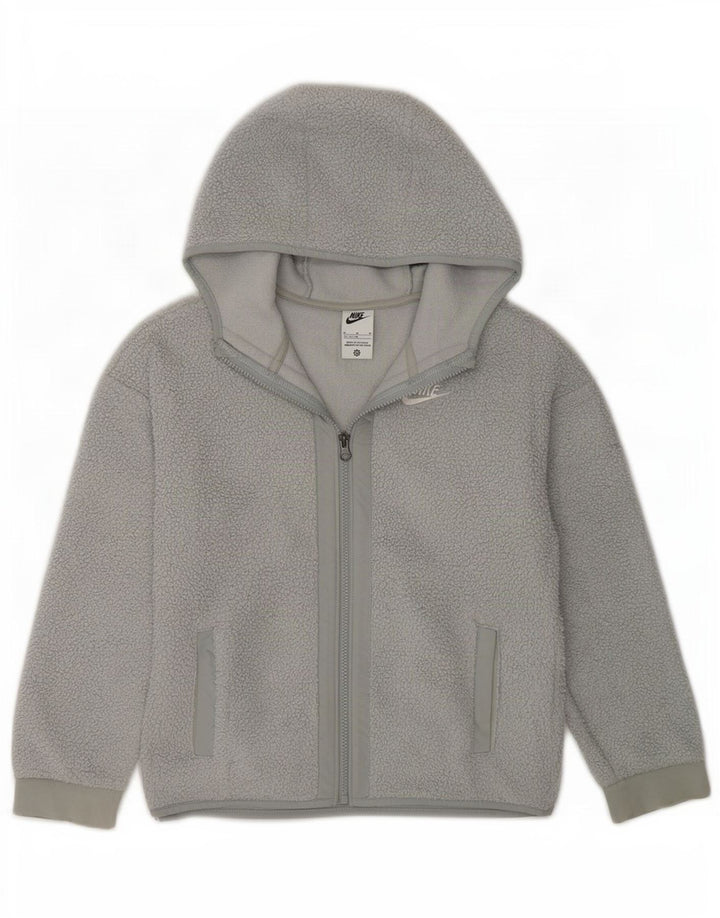 Nike Boys Hooded Fleece Jacket 11-12 Years Medium Grey Polyester