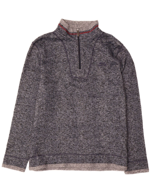 Weird Fish Mens Zip Neck Sweatshirt Jumper XL Navy Blue Flecked Polyester