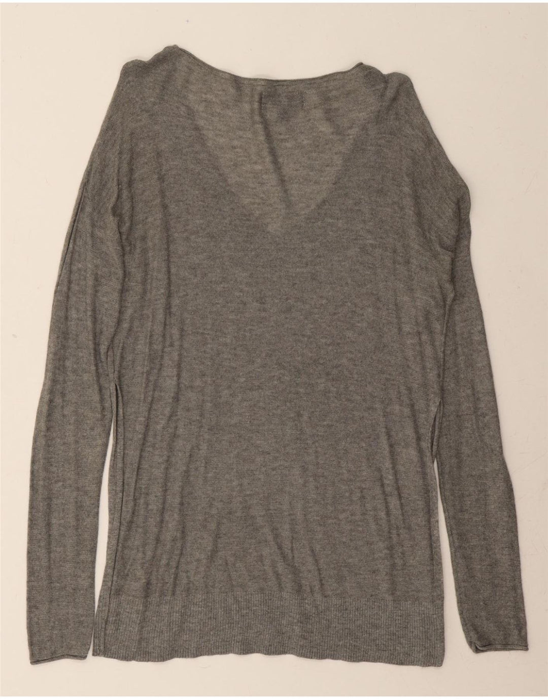 MOSSIMO Womens V-Neck Jumper Sweater UK 14 Medium Grey Nylon Vintage Mossimo and Second-Hand Mossimo from Messina Hembry 