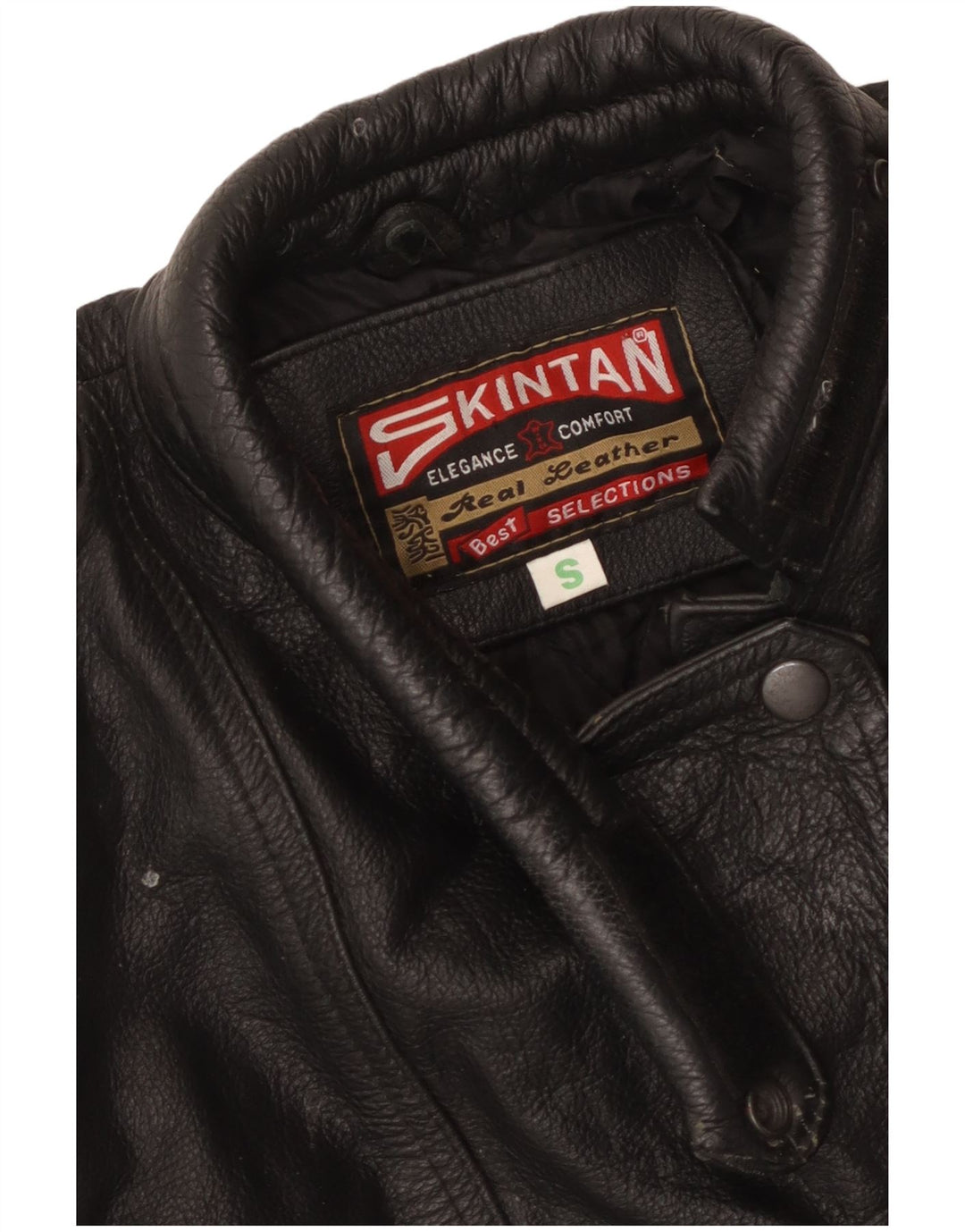 SKINTAN Womens Leather Racer Jacket UK 10 Small Black Leather