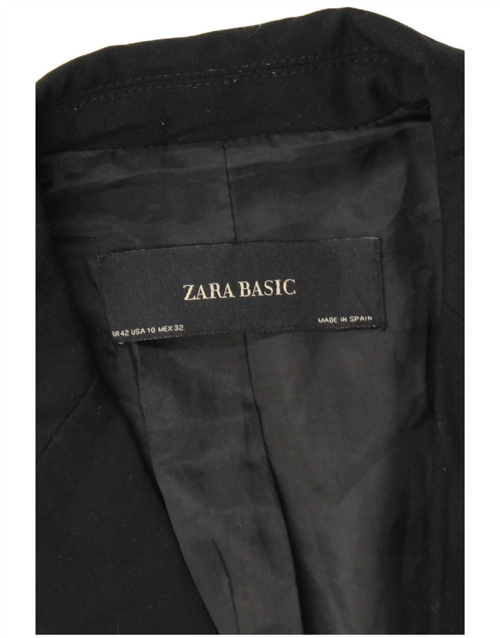 Zara Womens 1 Button Blazer Jacket EU 42 Large Black Polyester