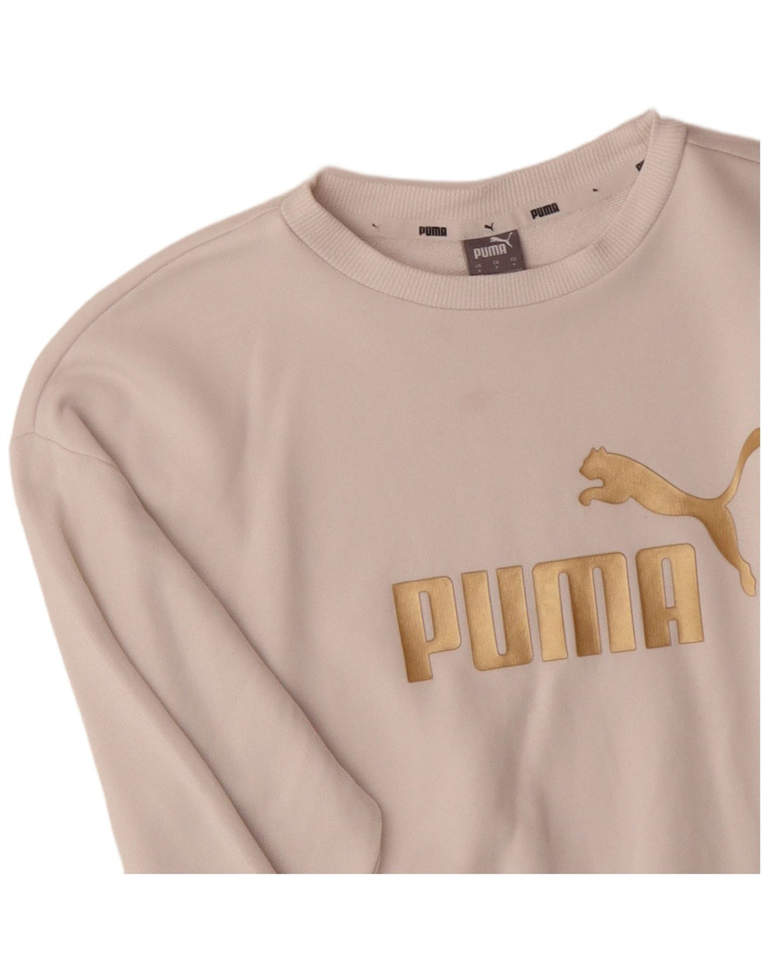 PUMA Mens Graphic Sweatshirt Jumper Small Off White Cotton