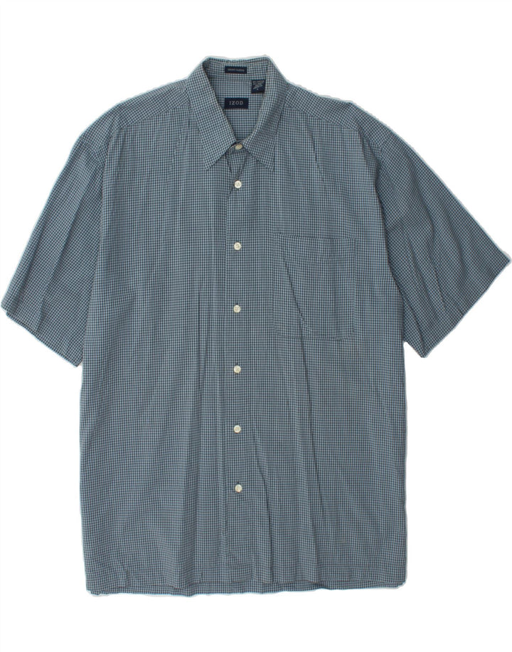 IZOD Mens Short Sleeve Shirt Large Blue Gingham Cotton Vintage Izod and Second-Hand Izod from Messina Hembry 