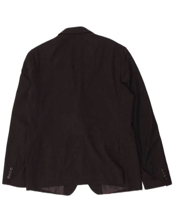 Zara Mens 2 Button Blazer Jacket EU 54 XL Black Viscose