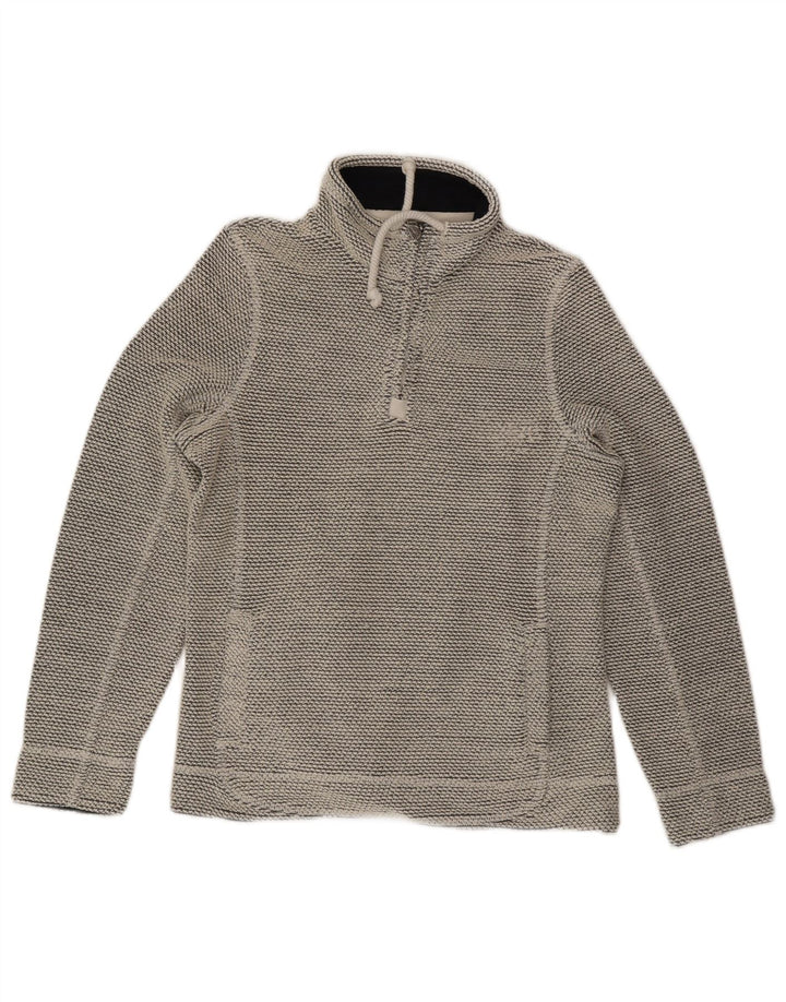 WEIRD FISH Womens Zip Neck Sweatshirt Jumper UK 12 Medium Grey Acrylic