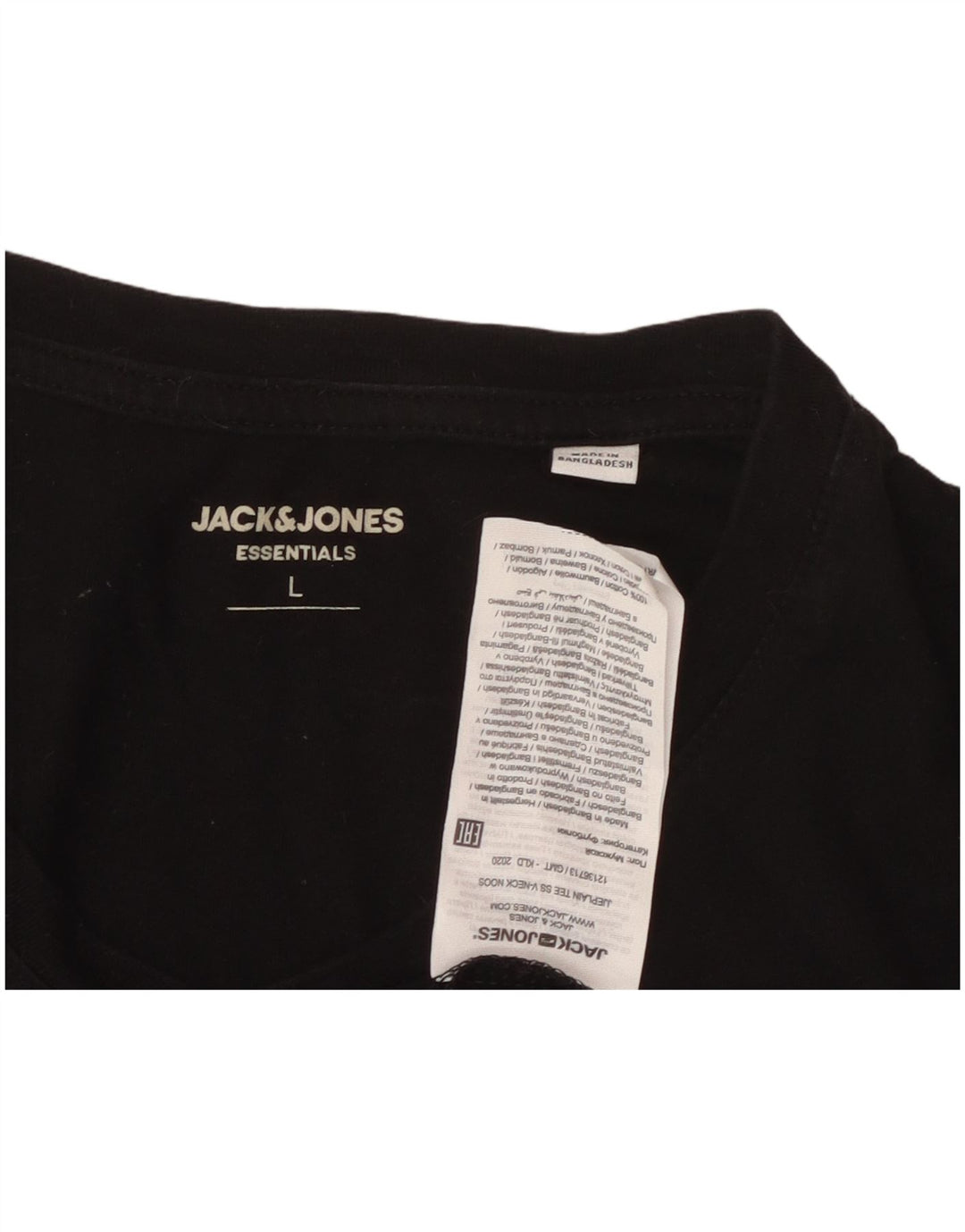 JACK & JONES Mens T-Shirt Top Large Black Cotton