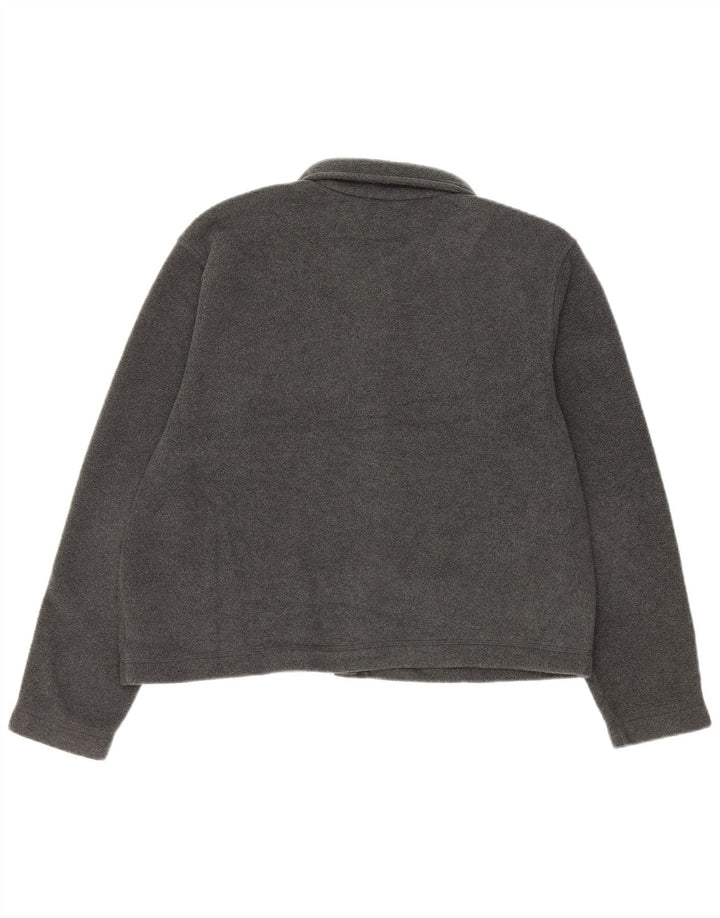 EDDIE BAUER Womens Crop Oversized Fleece Jacket UK 10 Small Grey Polyester