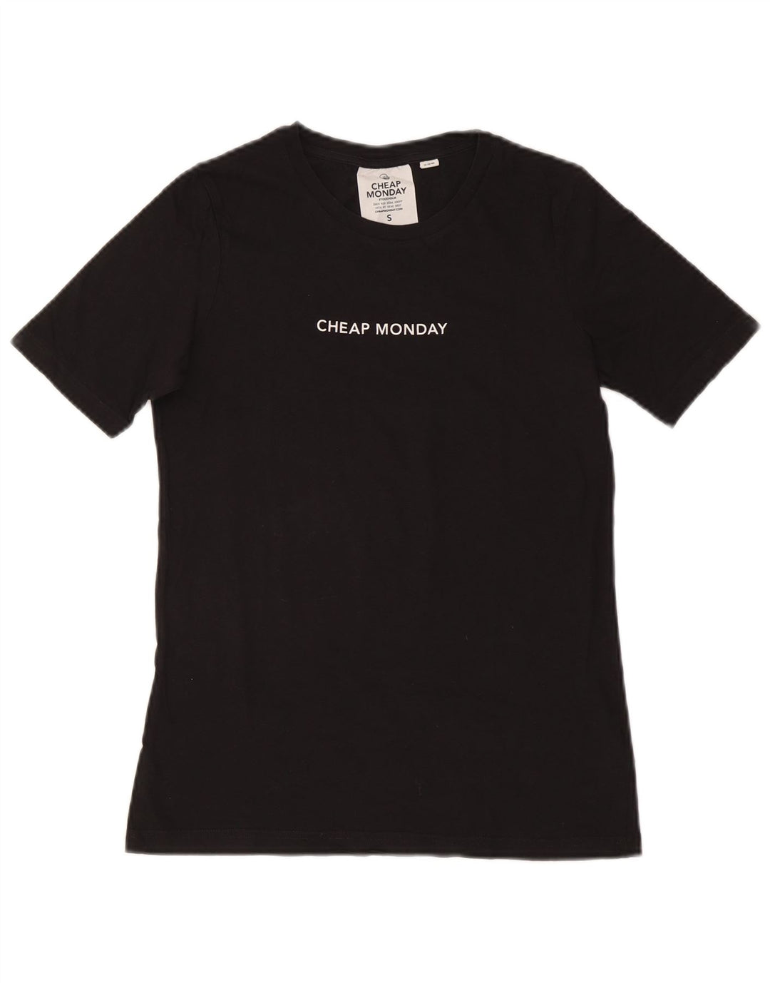 CHEAP MONDAY Womens T-Shirt Top UK 10 Small Black Cotton