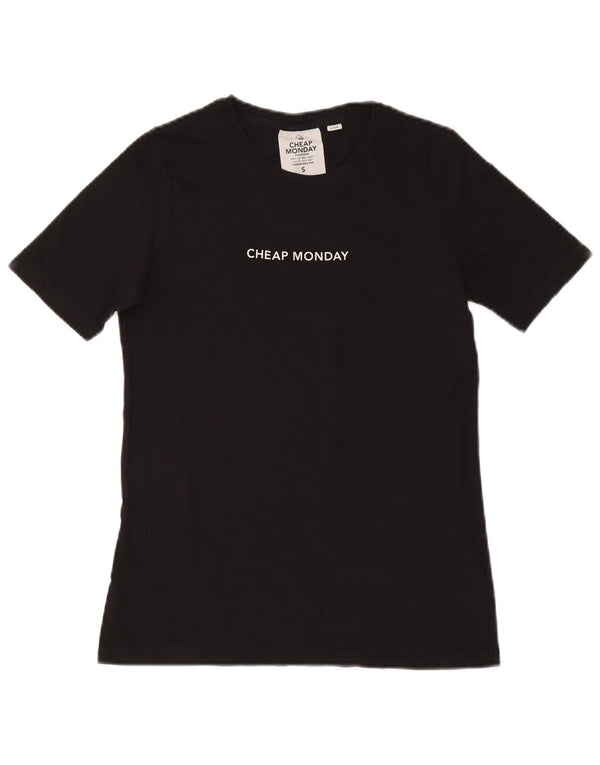 CHEAP MONDAY Womens T-Shirt Top UK 10 Small Black Cotton