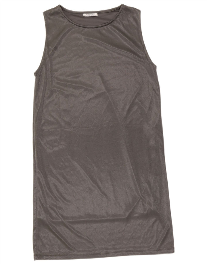 Zara Womens Sleeveless Shift Dress UK 14 Large Silver Polyester