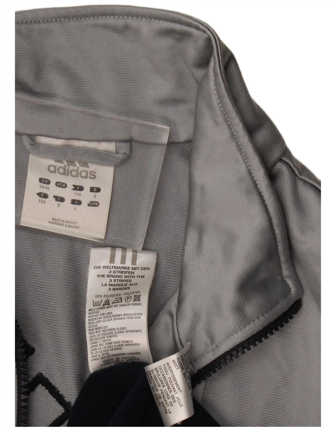 ADIDAS Mens Tracksuit Top Jacket UK 38/40 Medium Navy Blue Colourblock