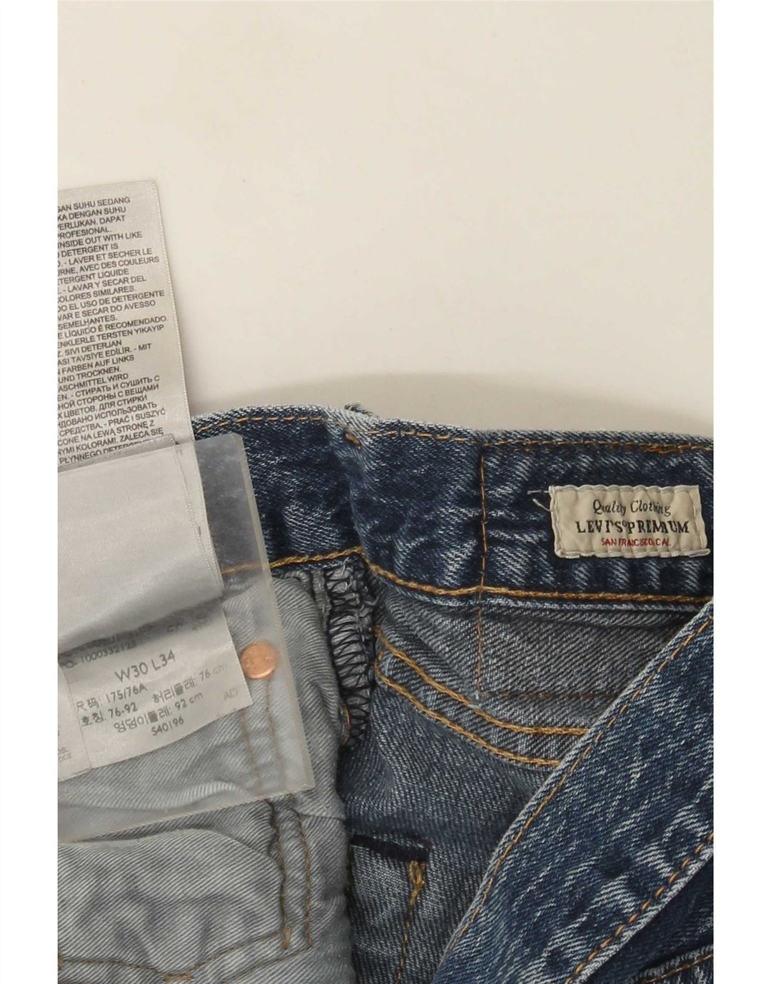 Levi's Mens Straight Jeans W30 L34 Blue Cotton
