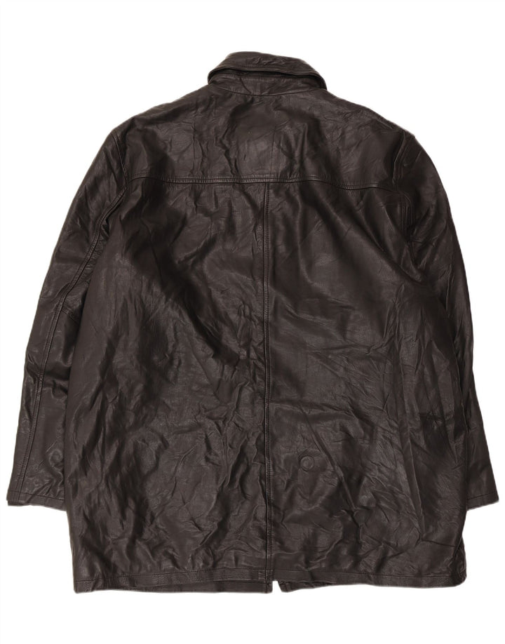 VINTAGE Mens Leather Coat UK 44 2XL Black