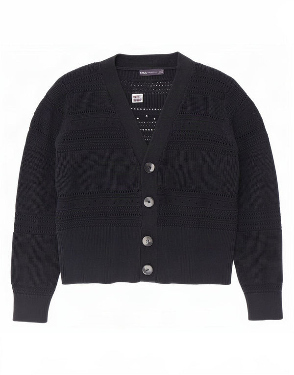 Marks & Spencer Womens Cardigan Sweater UK 16 Large Navy Blue Cotton