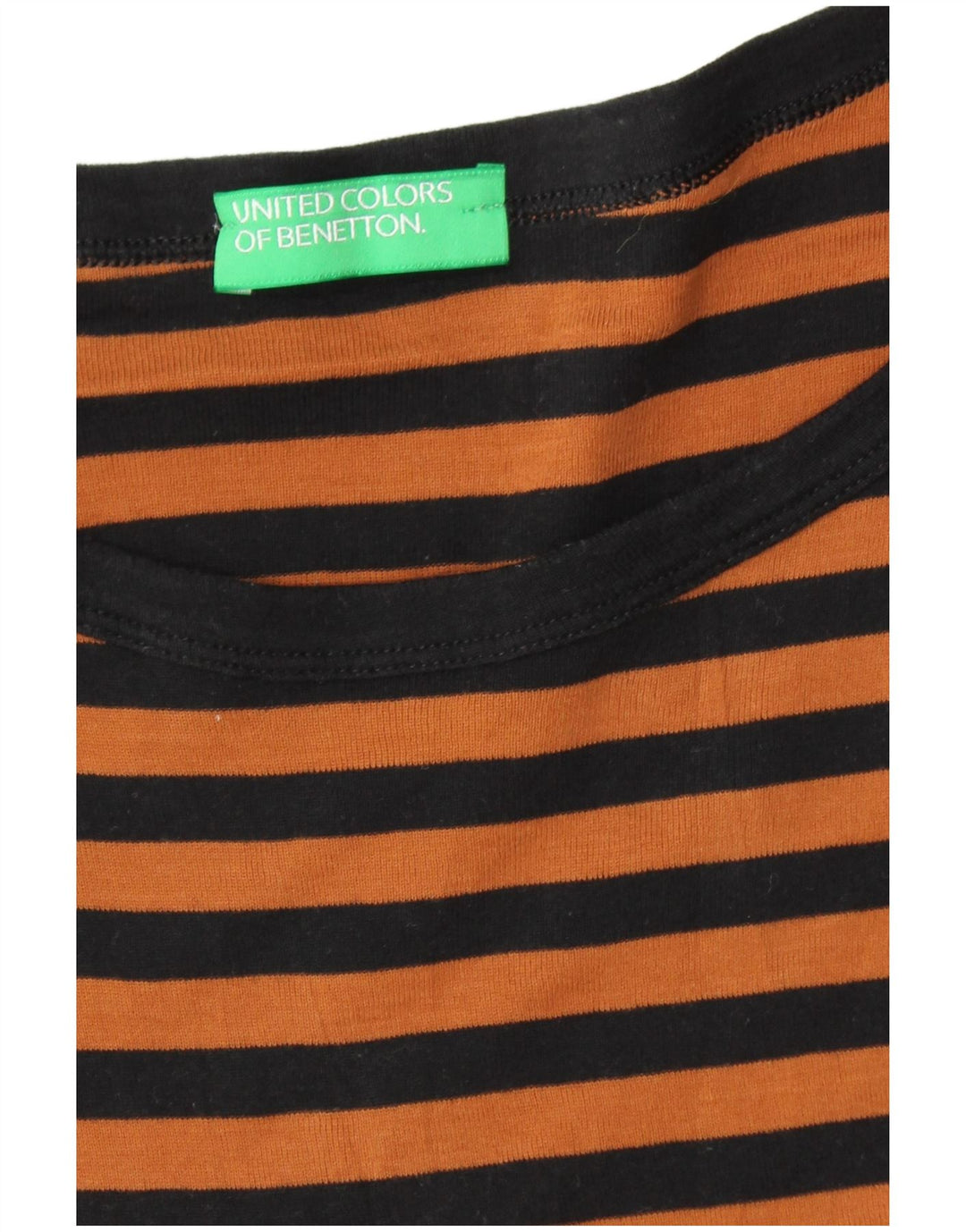 BENETTON Womens Top 3/4 Sleeve UK 12 Medium Orange Striped