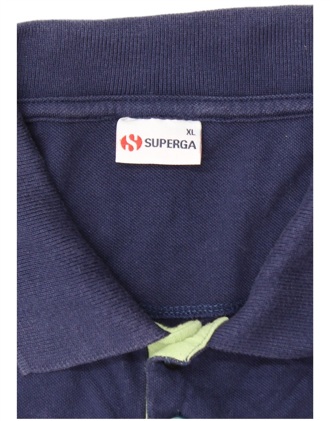 SUPERGA Boys Polo Shirt 15-16 Years XL Navy Blue Colourblock Cotton