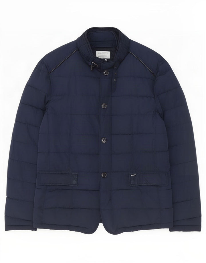 Zara Mens Padded Jacket UK 38 Medium Navy Blue Polyester
