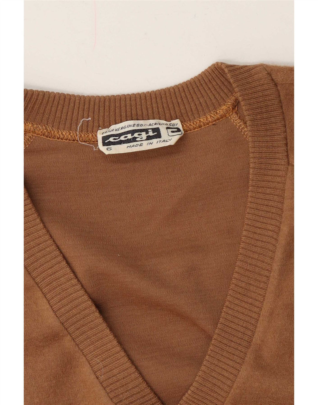 Cagi Mens V-Neck Jumper Sweater Medium Beige