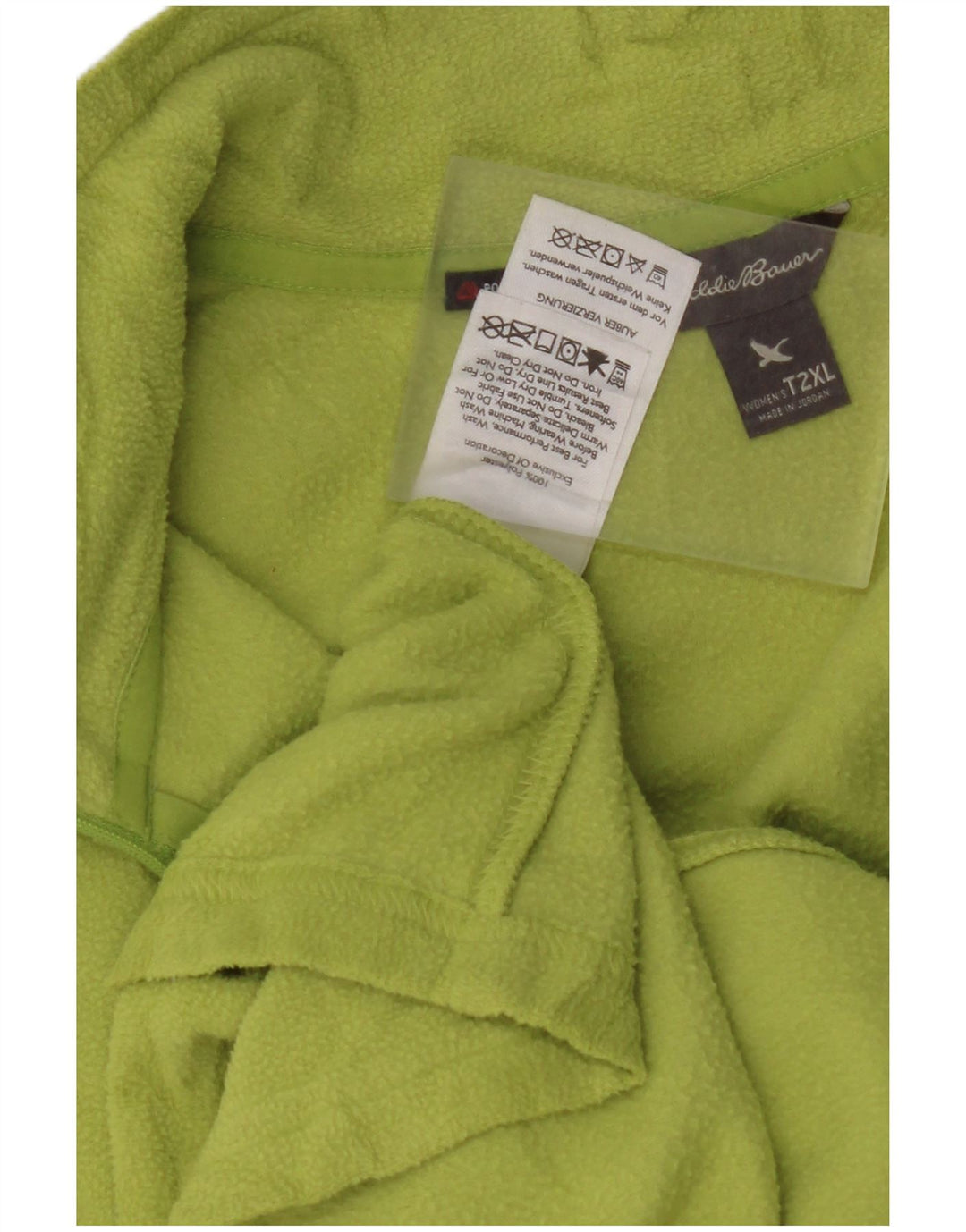 EDDIE BAUER Womens Zip Neck Fleece Jumper UK 20 2XL Green Polyester