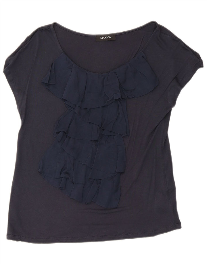 Max & Co. Womens Blouse Top UK 8 Small Navy Blue Viscose