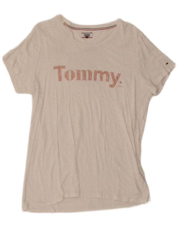 Tommy Hilfiger Womens Graphic T-Shirt Top UK 18 XL White Cotton